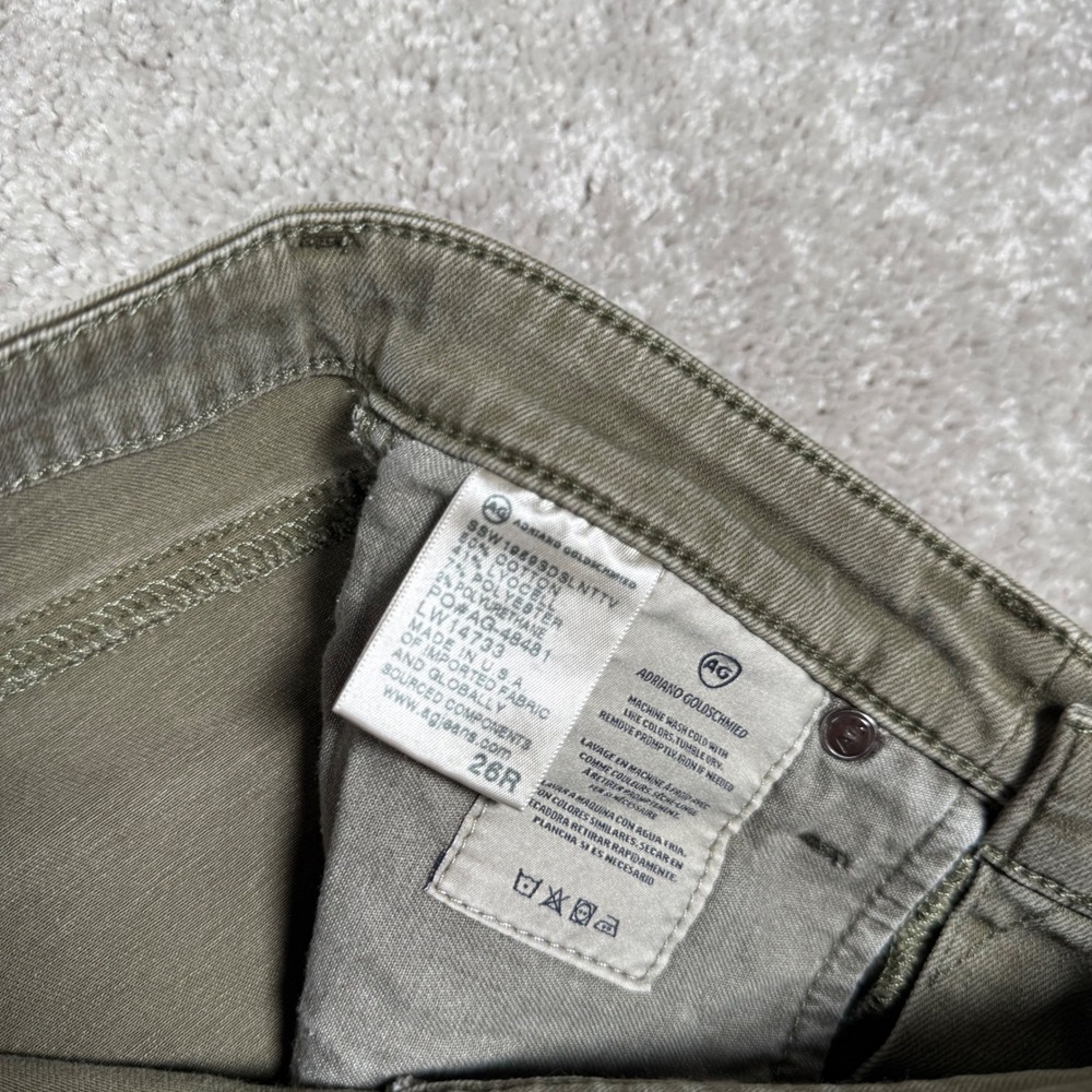 AG Adriano Goldschmied‎ Faye Mid Rise Cigarette Pants Olive Green Women's 26R - Picture 8 of 11